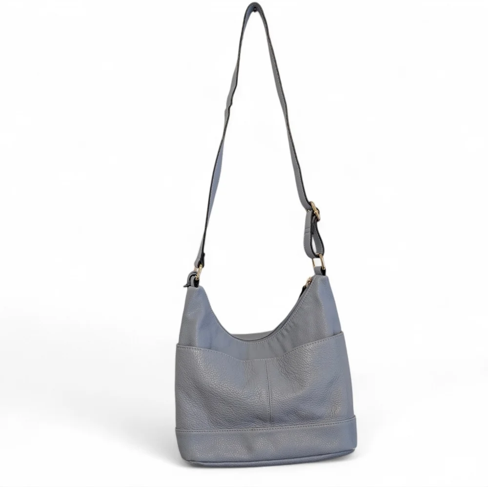 GIANI BERNINI Blue Hobo Bag Bridle Leather Blue Medium Crossbody Shoulder